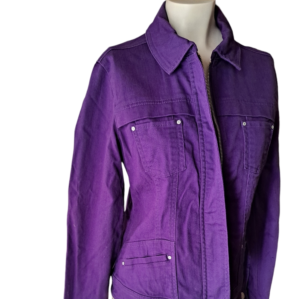 OSO Casuals purple zip up denim jacket/coat, xs